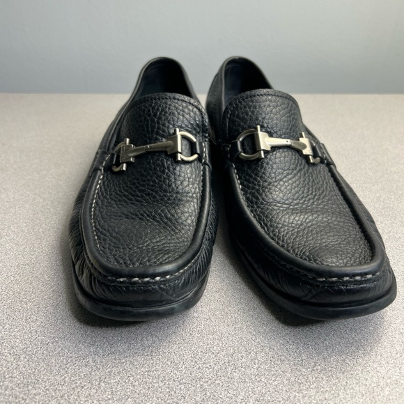 Salvatore Ferragamo Black Leather Slip On Loafers Size 8 - Picture 4 of 12